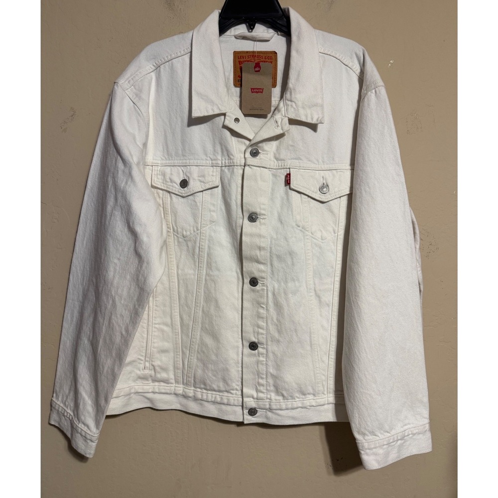 Levis Trucker Jacket Men Plus‎ XXL White Denim Standard Fit Classic NEW